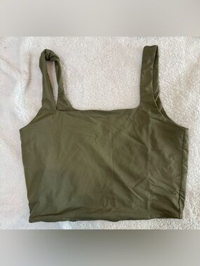 Garage Olive Green Square Neck Crop Tank